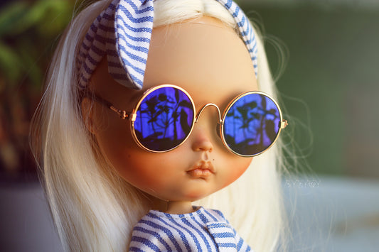 Blythe Round Sunglasses – Mini Retro Doll Glasses for 1:6 Dolls