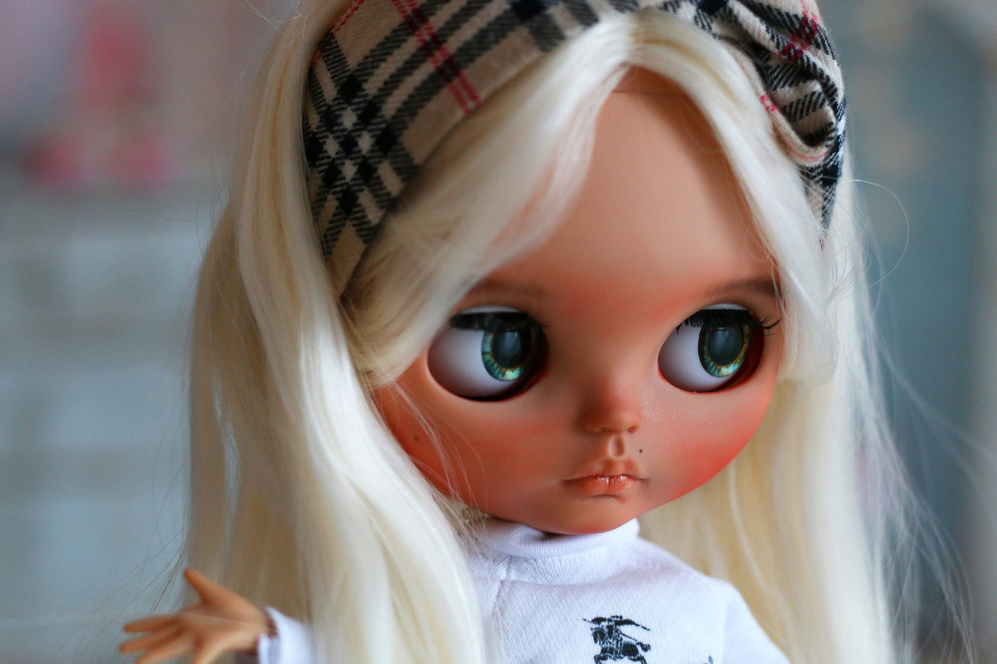Blythe Plaid Lounge Outfit Set – 1:6 Doll Clothes with Headband