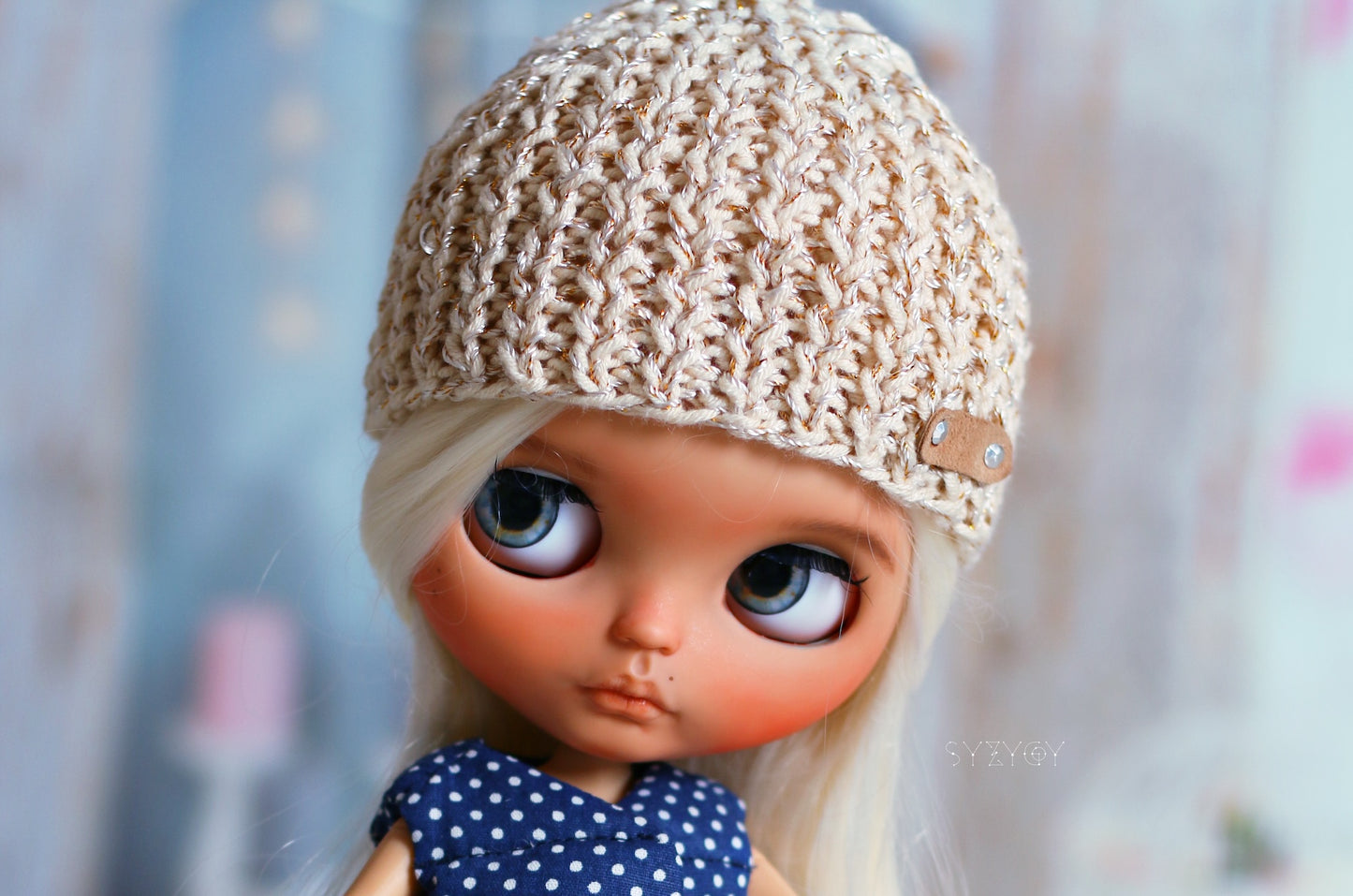 Blythe Handmade Knit Beanie – Winter Doll Hat for 1:6 Dolls