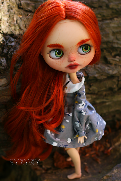 Rowan – Custom Blythe Doll – OOAK – 28 cm (3 Outfits)