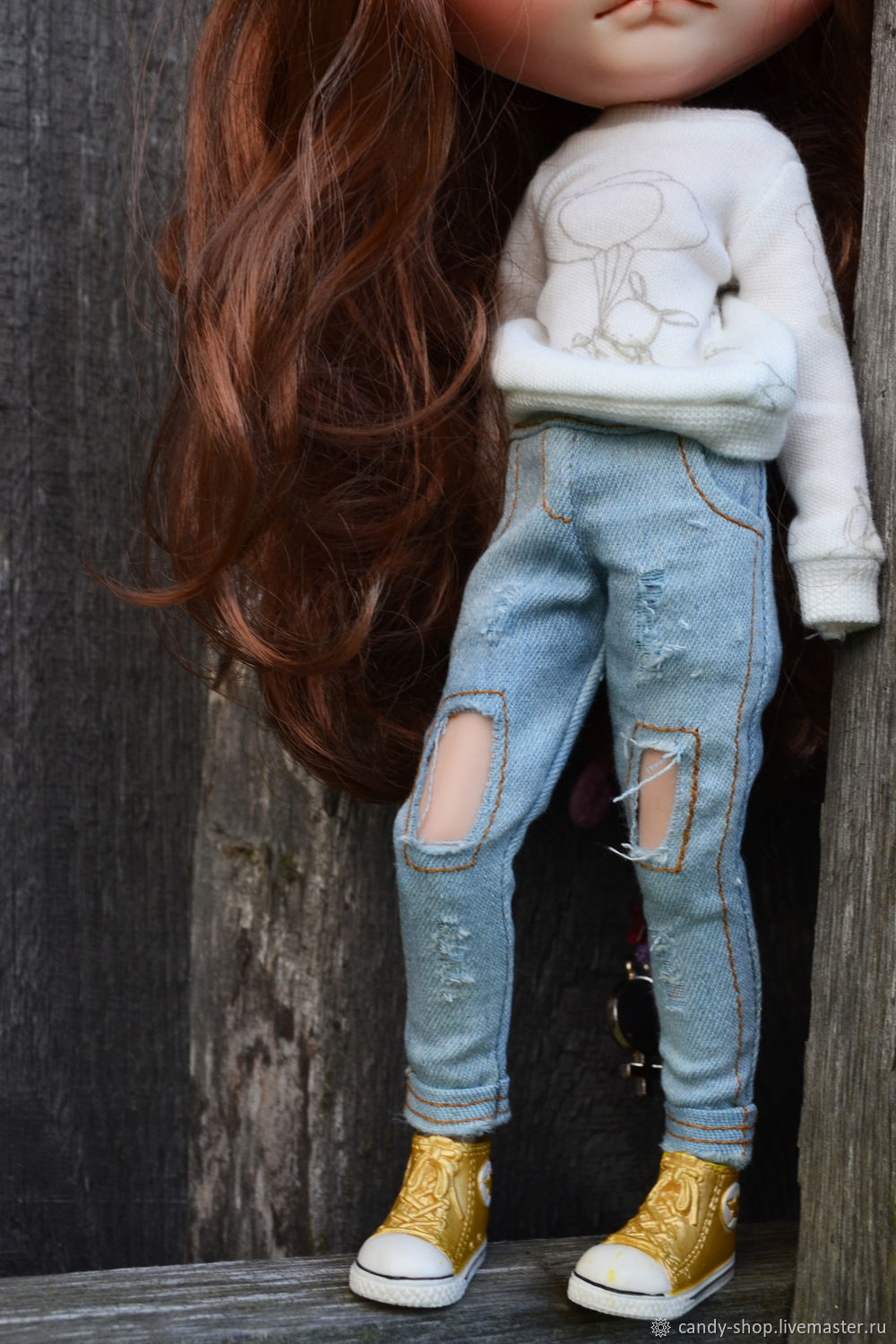 Blythe Light Blue Distressed Denim Jeans