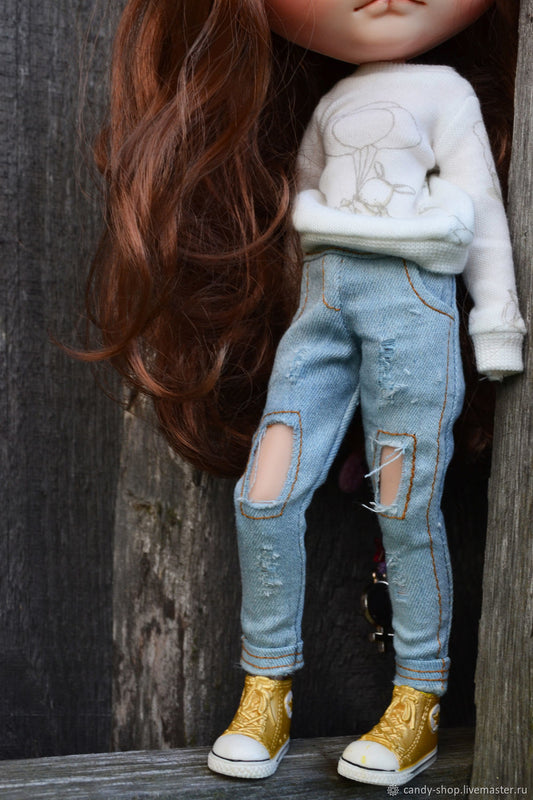 Blythe Light Blue Distressed Denim Jeans