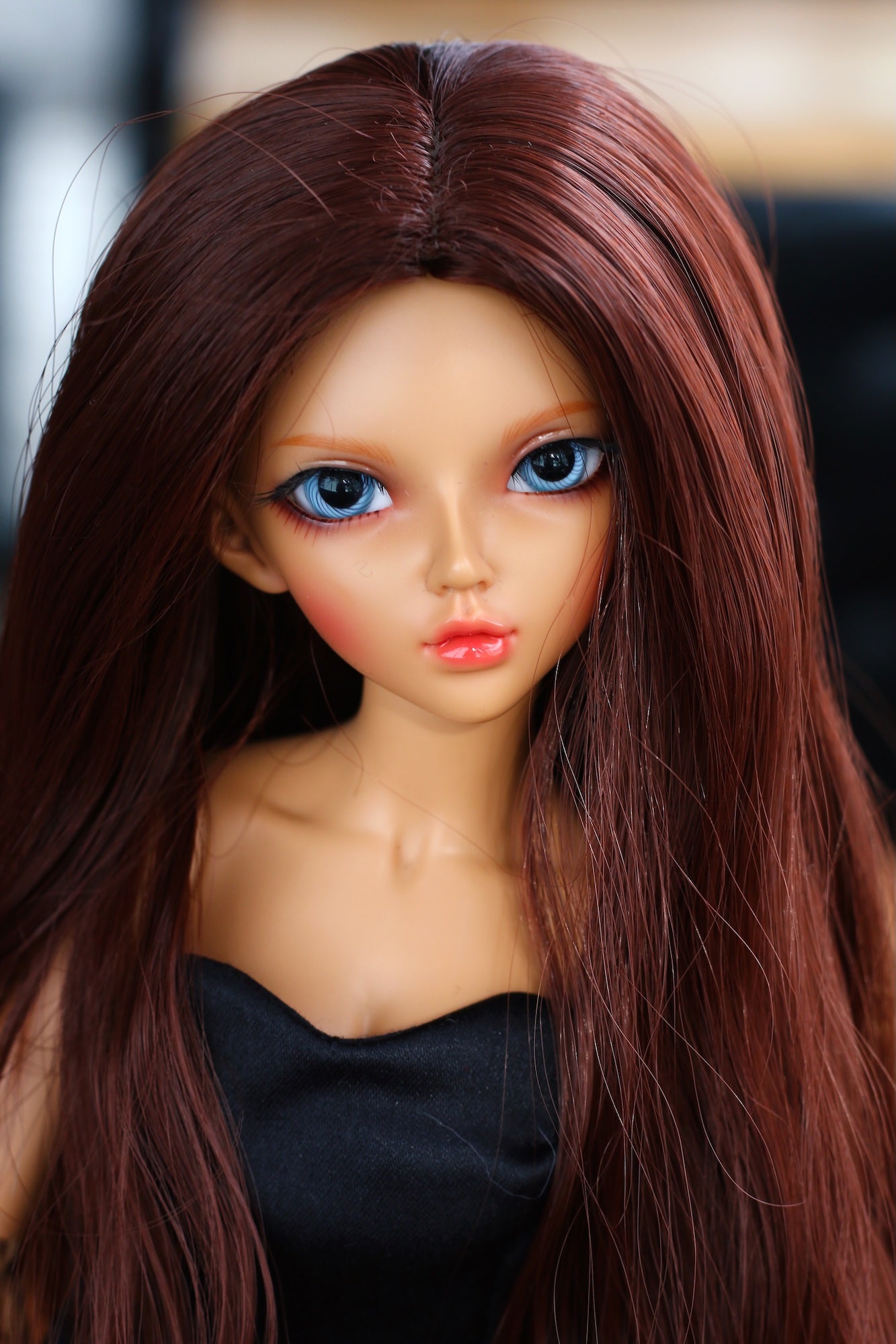 BJD Wig – Dark Brown | Cap: 7–8 inch