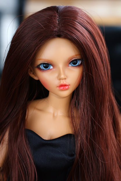 BJD Wig – Dark Brown | Cap: 7–8 inch