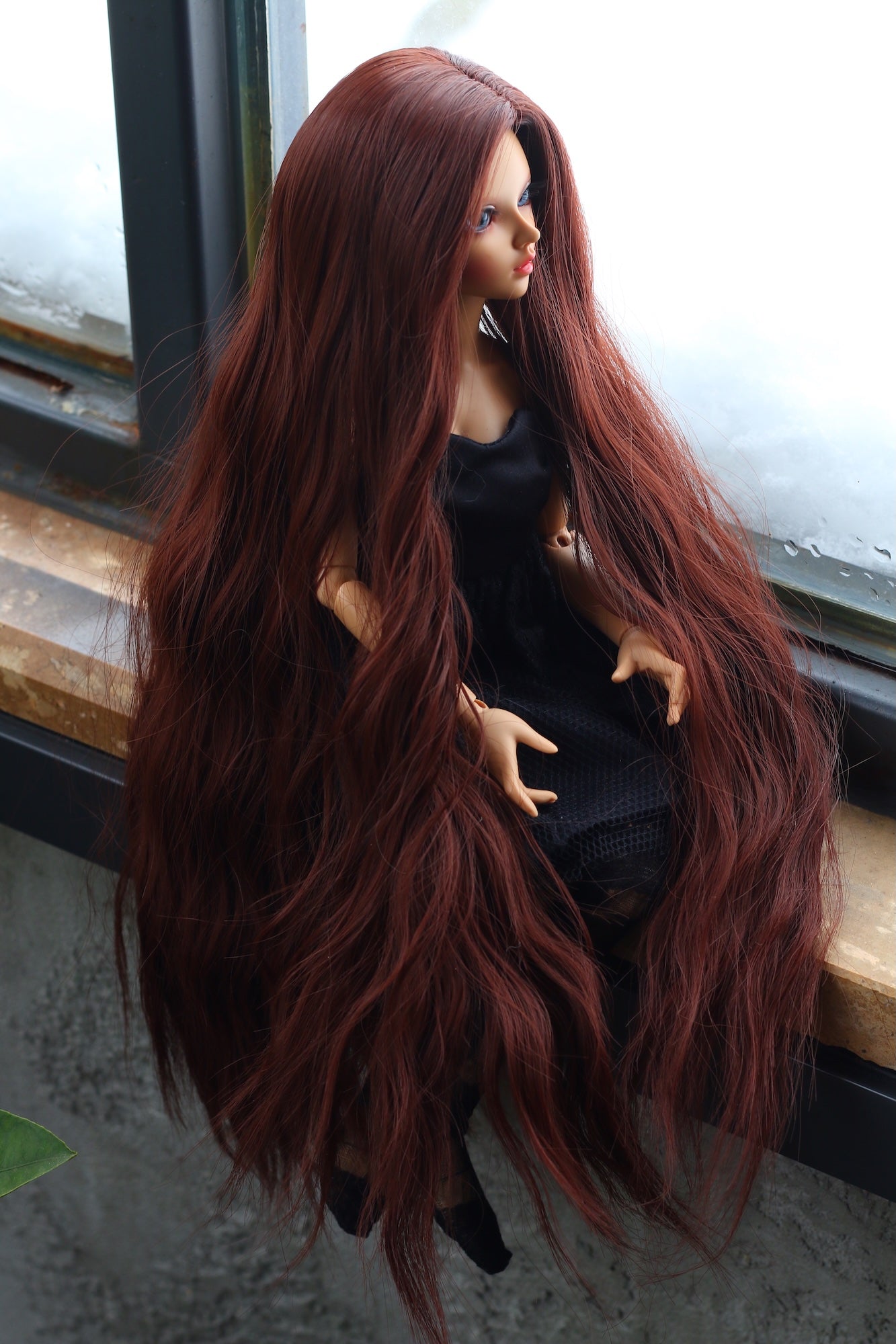 BJD Wig – Dark Brown | Cap: 7–8 inch