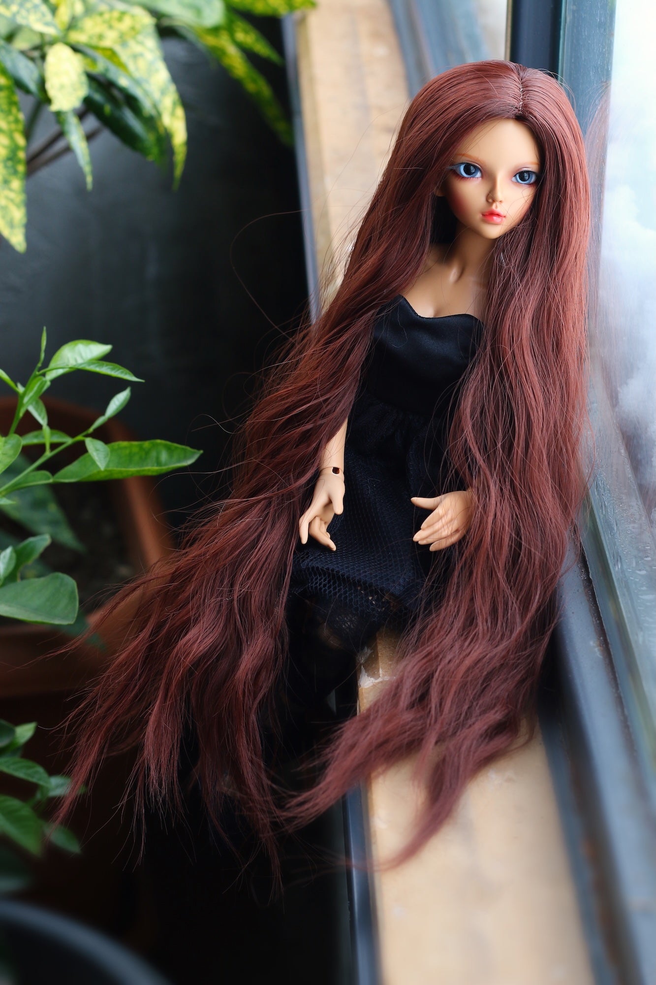 BJD Wig – Dark Brown | Cap: 7–8 inch