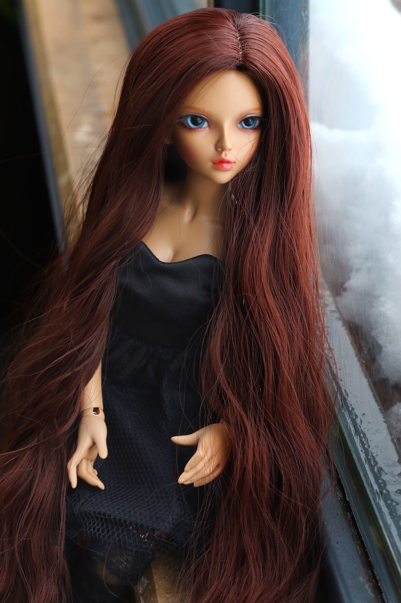 BJD Wig – Dark Brown | Cap: 7–8 inch