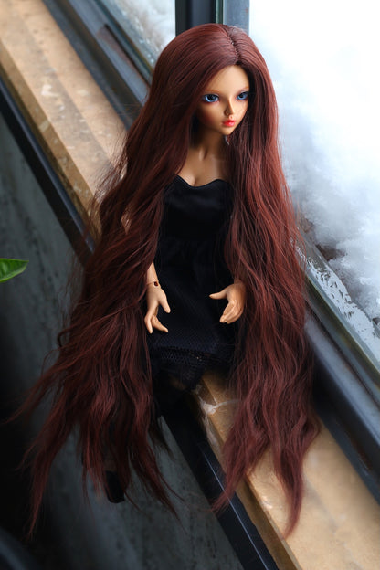 BJD Wig – Dark Brown | Cap: 7–8 inch